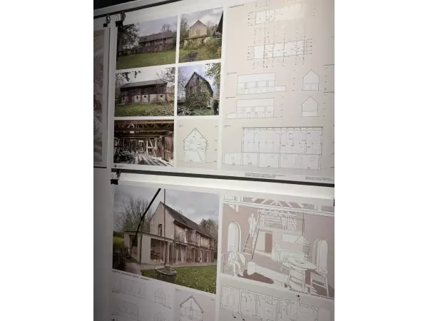 Rysunek inwentaryzacyjny zabytkowej chaty olęderskiej, warsztaty VERNADOC