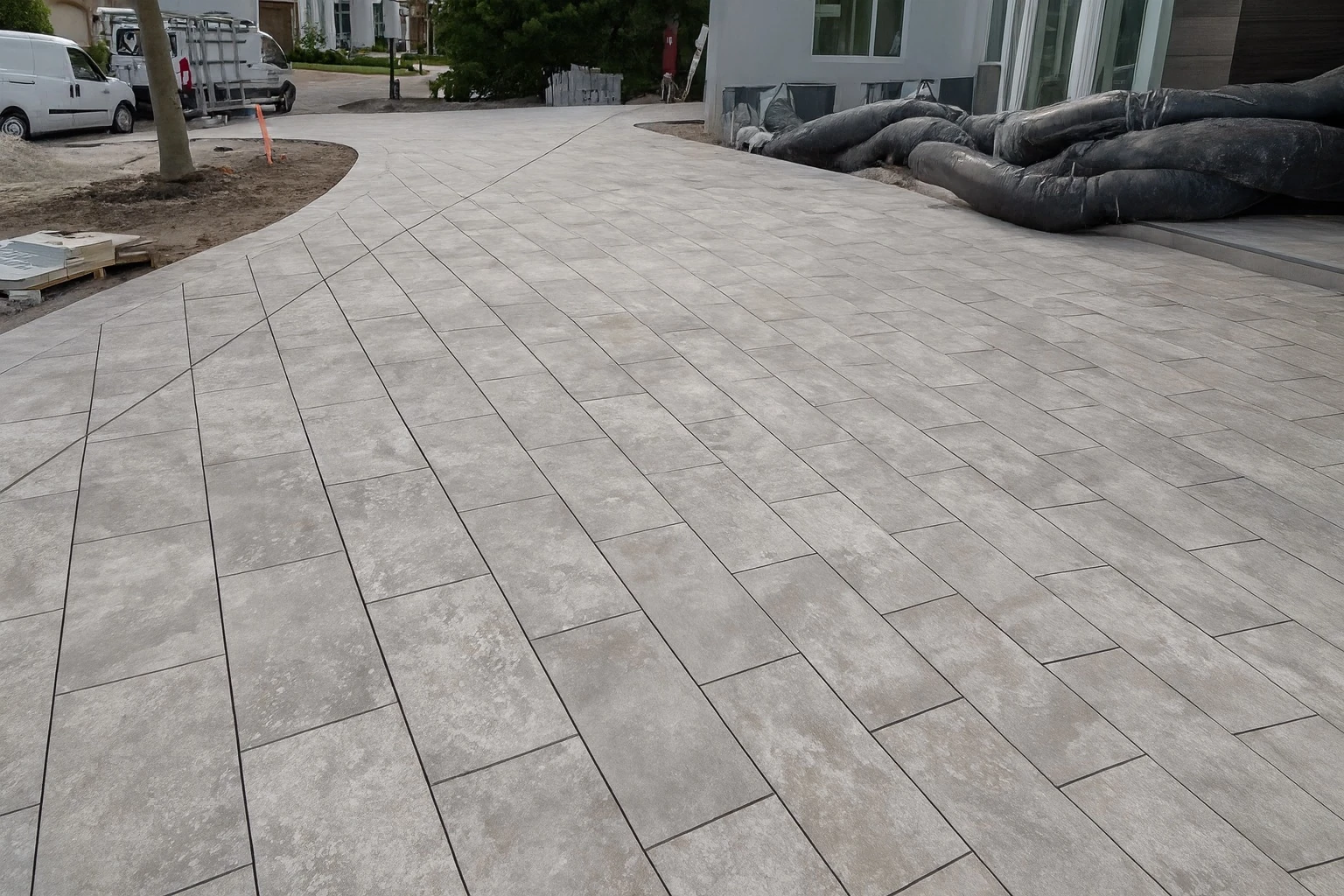 Podjazd do garażu z prawidłowym spadkiem